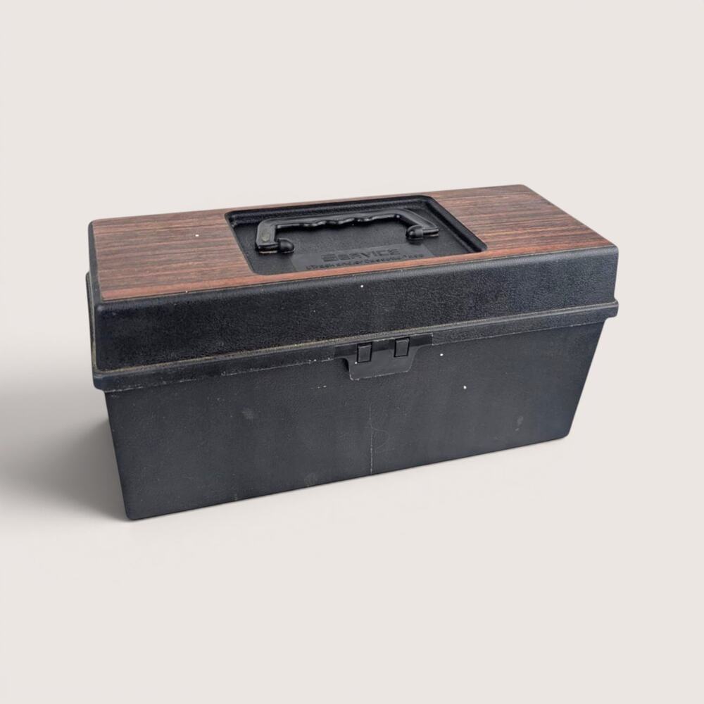 Vintage 8-Track Storage Case With Classic Tapes And Cleaner